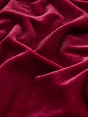 Berry Red Velvet Diamanté Button Detail Mini Dress - Image 6 of 6