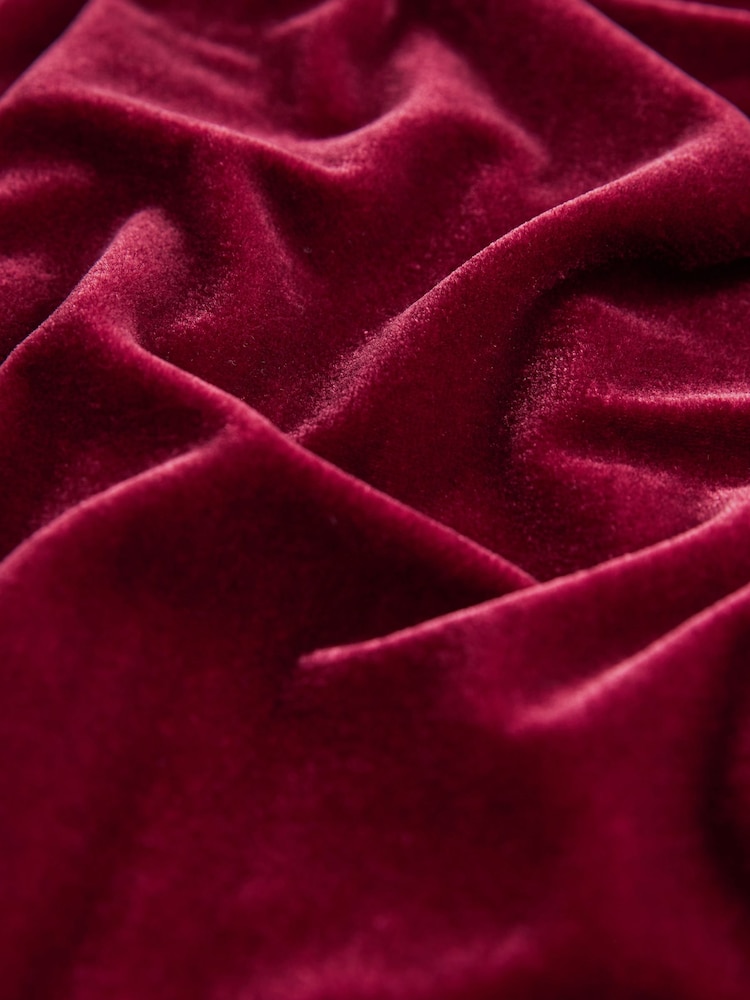 Berry Red Velvet Diamanté Button Detail Mini Dress - Image 6 of 6