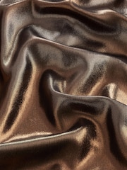 Bronze Metallic Wrap Front Midi Dress - Image 5 of 5
