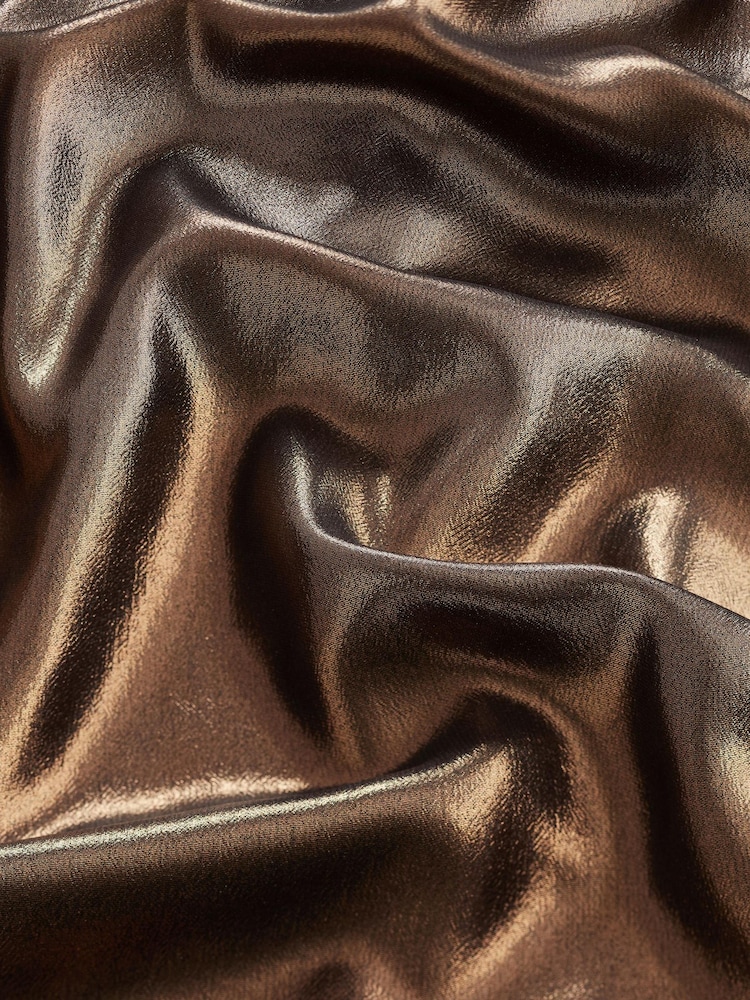 Bronze Metallic Wrap Front Midi Dress - Image 5 of 5