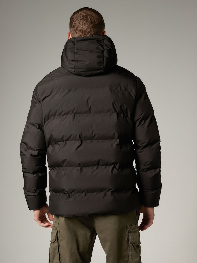 Black Hooded Shower Resistant Puffer Coat - Image 2 of 12