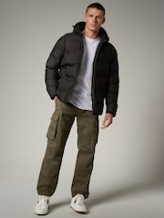 Black Hooded Shower Resistant Puffer Coat - Image 4 of 12