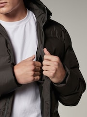 Black Hooded Shower Resistant Puffer Coat - Image 5 of 12