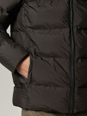 Black Hooded Shower Resistant Puffer Coat - Image 6 of 12
