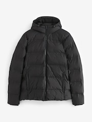Black Hooded Shower Resistant Puffer Coat - Image 8 of 12