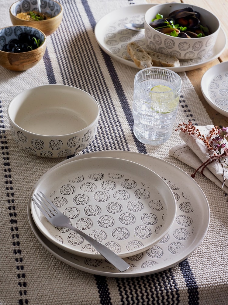12 Piece Natural Speckle Geo Dinner Set - Image 1 of 5
