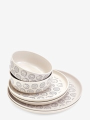 12 Piece Natural Speckle Geo Dinner Set - Image 5 of 5