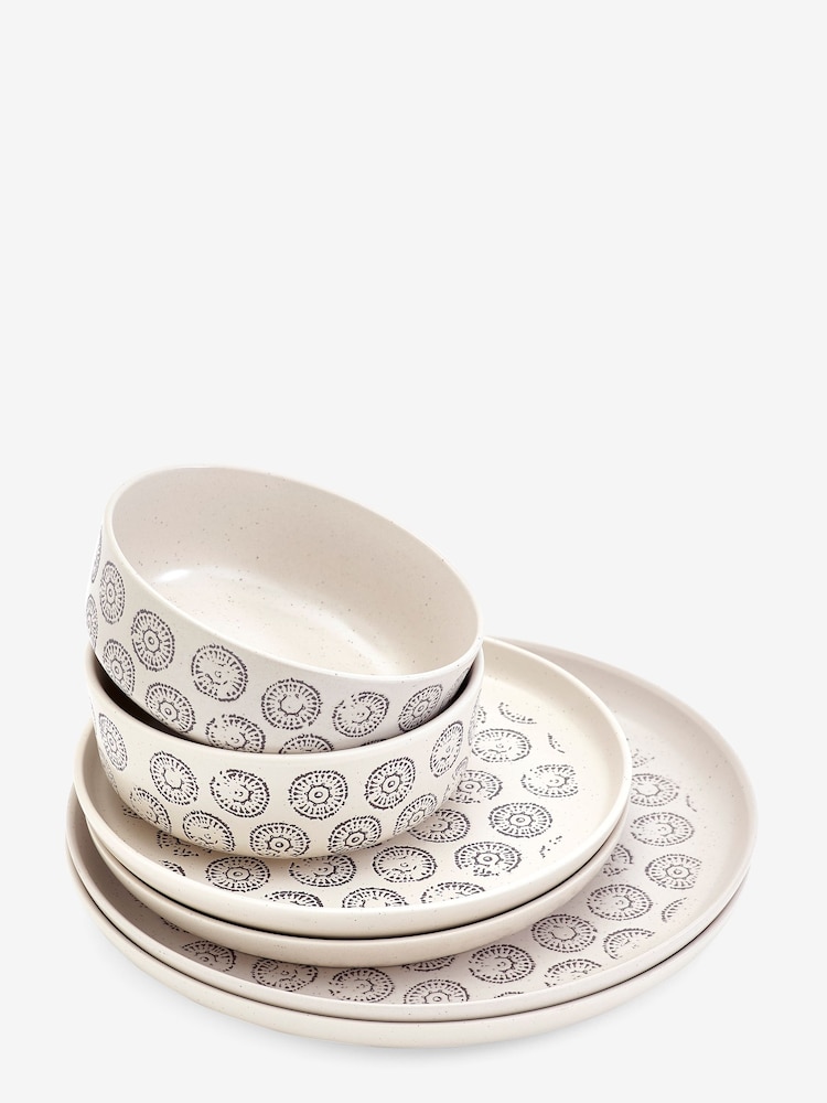 12 Piece Natural Speckle Geo Dinner Set - Image 5 of 5