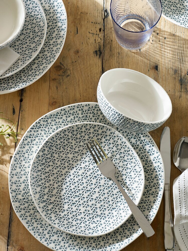 12 Piece Teal Blue Spring Floral Dinner Set - Image 1 of 1 12 Piece Teal Blue Spring Floral Dinner Set - Image 1 of 1