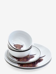 12 Piece Multi Colour Cow Dinner Set - Image 6 of 6