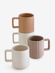 Set of 4 Natural Hayden Textured Stacking Mugs - Image 4 of 5