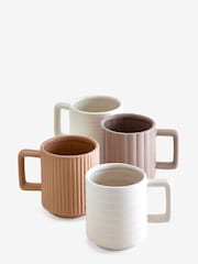 Set of 4 Natural Hayden Textured Stacking Mugs - Image 5 of 5