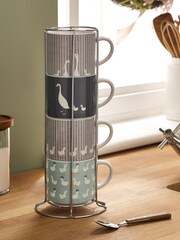 Set of 4 Green Goose Family Stacking Mugs - Image 2 of 3