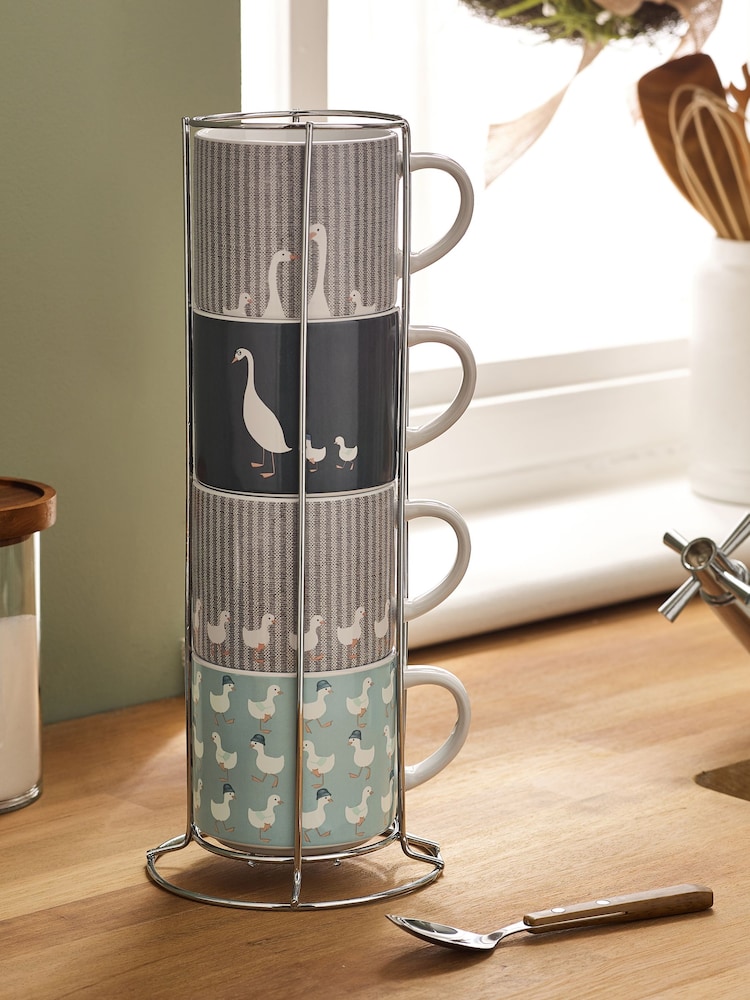 Set of 4 Green Goose Family Stacking Mugs - Image 2 of 3