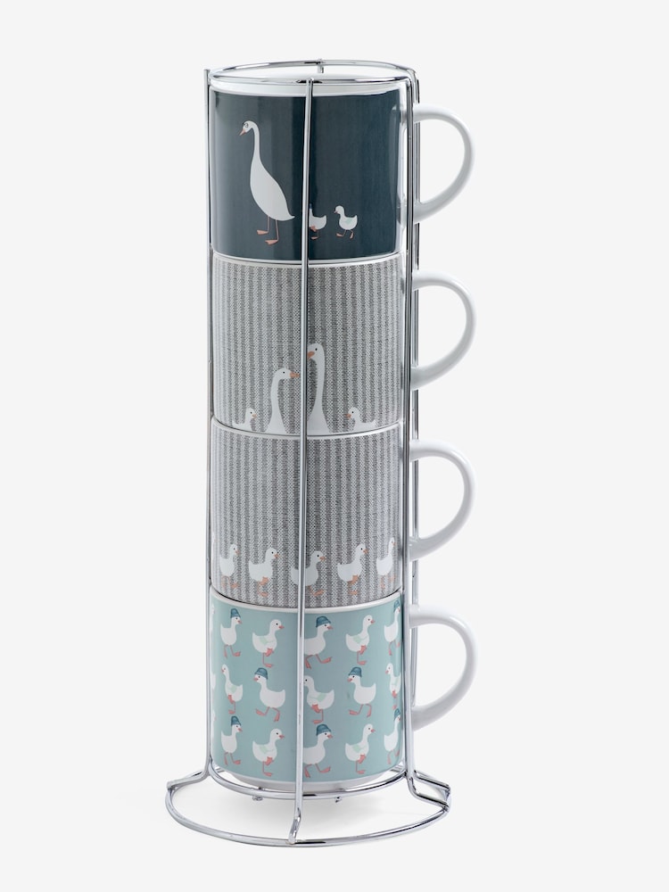 Set of 4 Green Goose Family Stacking Mugs - Image 3 of 3