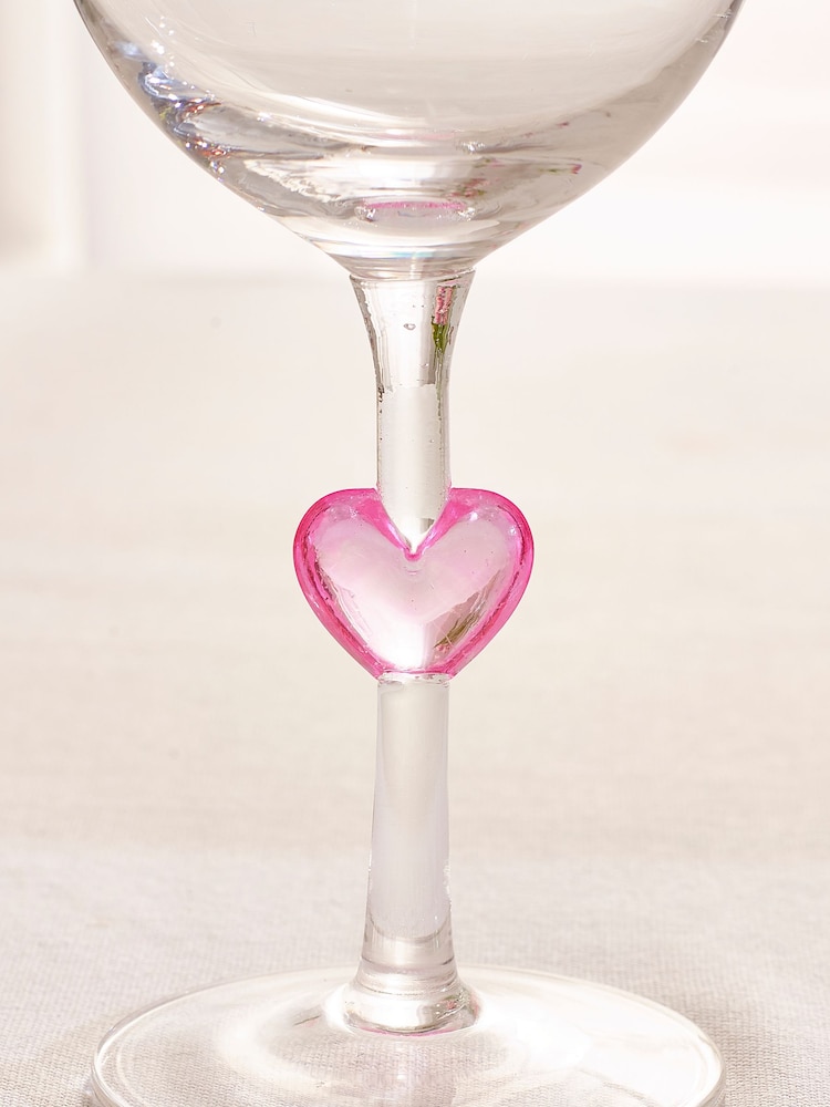 Set of 2 Clear Heart Stem Wine Glasses - Image 3 of 4
