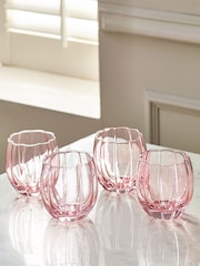 Ottilie Pink Tumbler Glasses Set of 4 Short Tumbler Glasses - Image 2 of 4