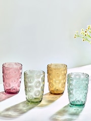Lot de 4 verres Lisse à fleurs pressées - Image 1 of 5
