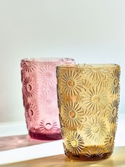 Lot de 4 verres Lisse à fleurs pressées - Image 2 of 5