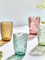 Lot de 4 verres Lisse à fleurs pressées - Image 3 of 5