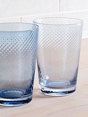 Set of 4 Blue Swirl Tumbler Glasses - Image 2 of 6