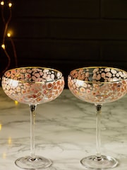 Set of 2 Pink Leopard Print Coupe Glasses - Image 2 of 4