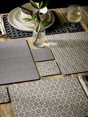 Set of 4 Grey Global Print Corkback Placemats And Coasters - Image 1 of 3