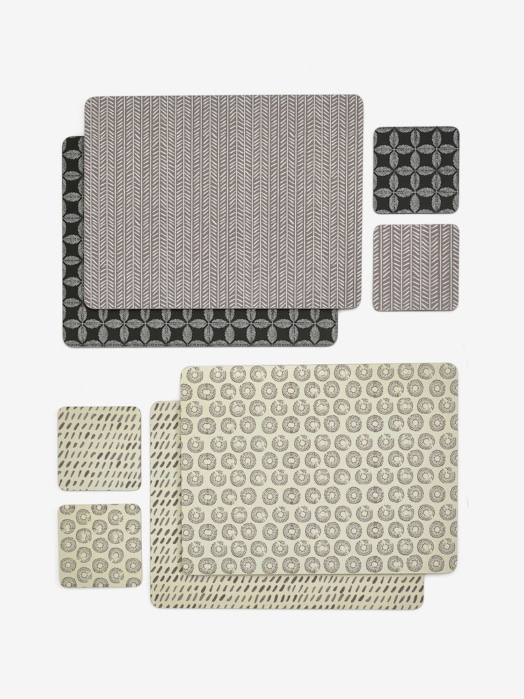 Set of 4 Grey Global Print Corkback Placemats And Coasters - Image 3 of 3