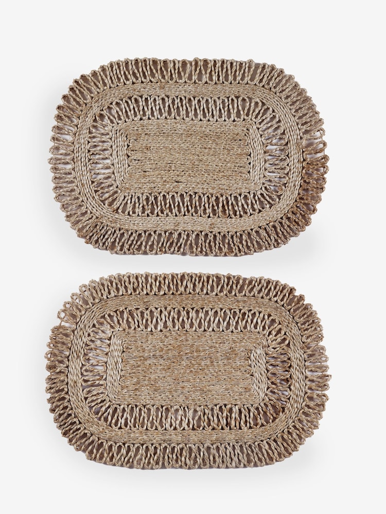 Natural Set of 2 Natural Jute Woven Placemats - Image 5 of 5