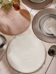 Set of 4 Natural Fringe Placemats - Image 1 of 4