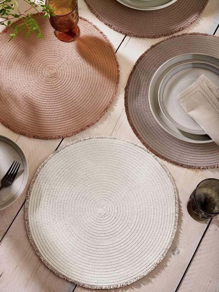 Set of 4 Natural Fringe Placemats - Image 1 of 4