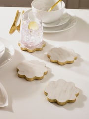 Set of 4 White Valencia Scalloped Coasters - Image 1 of 3