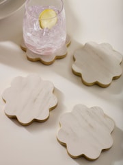 Set of 4 White Valencia Scalloped Coasters - Image 2 of 3