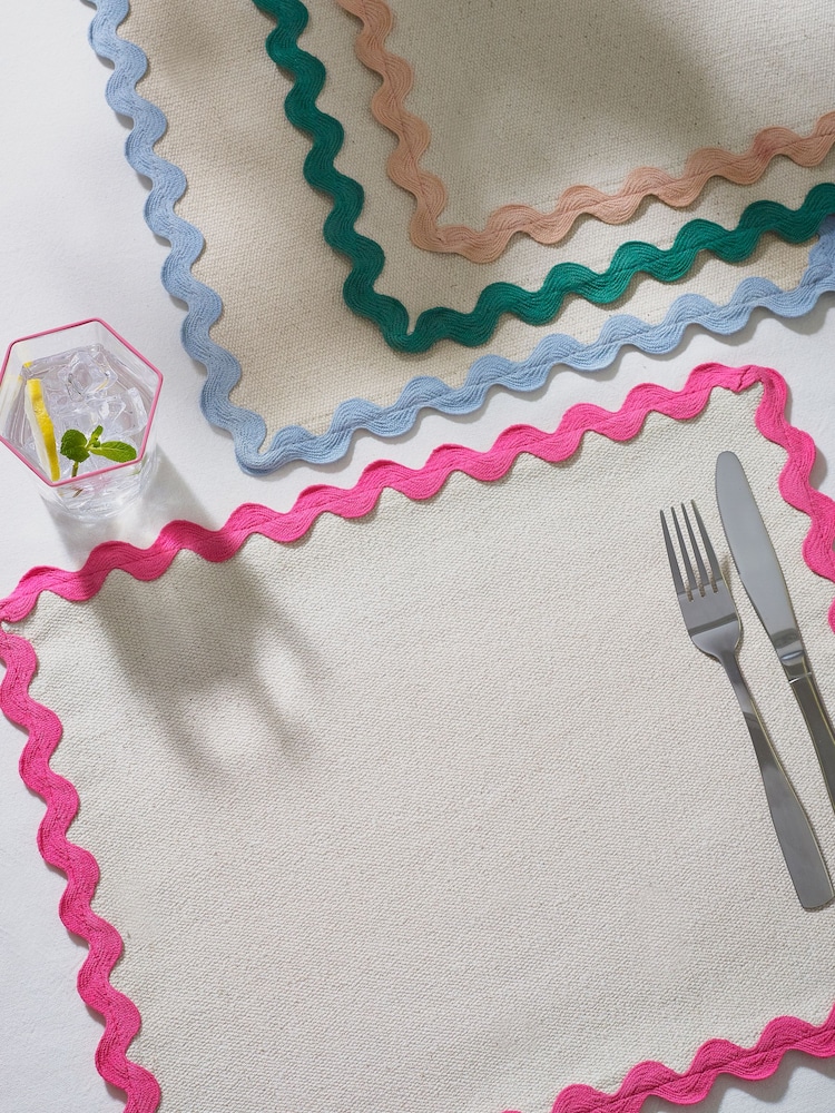 Set of 4 Multi Bright Wiggle Fabric Placemats - Image 2 of 5