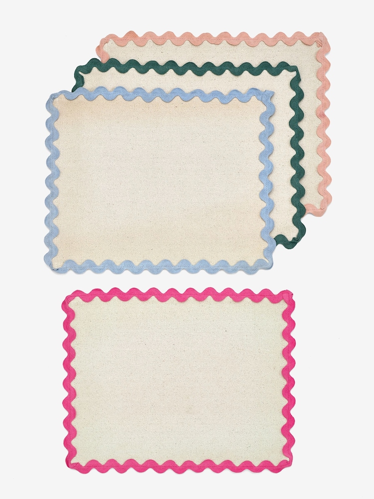 Set of 4 Multi Bright Wiggle Fabric Placemats - Image 5 of 5