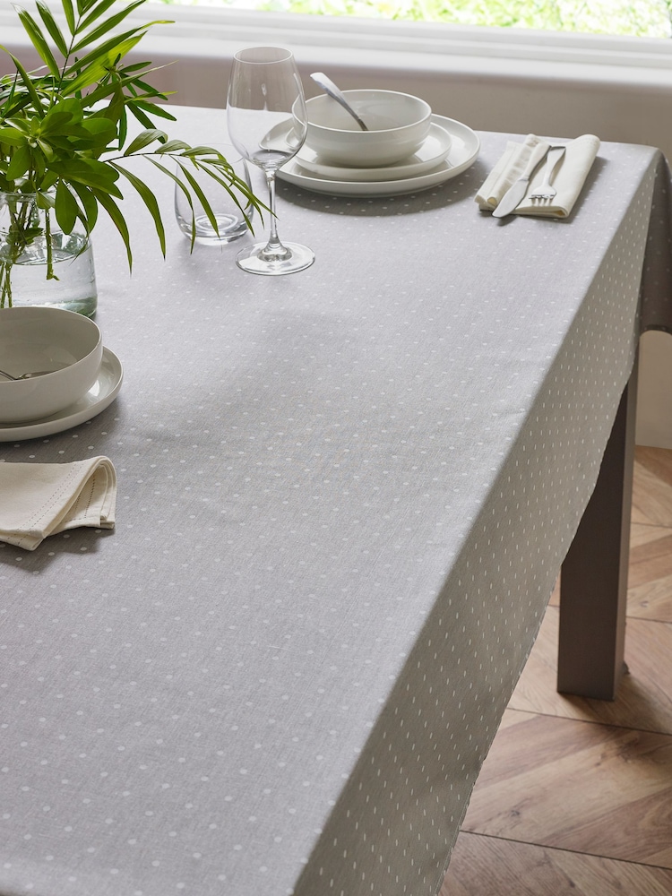 Grey Spot Wipe Clean Table Cloth - Image 1 of 3
