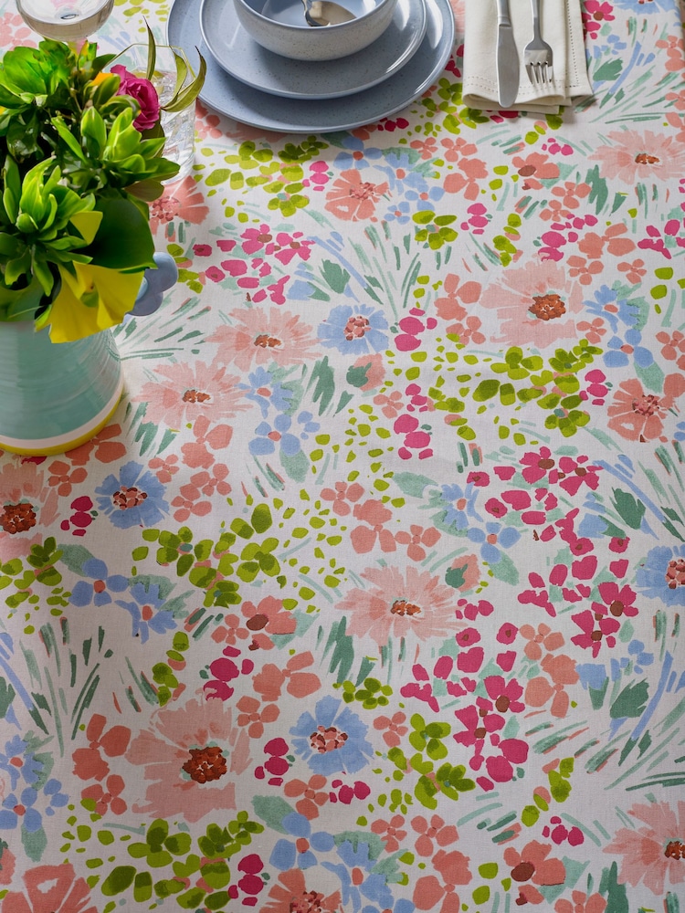 Pink Lisse Floral Wipe Clean Table Cloth - Image 2 of 5
