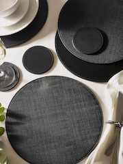 Set of 4 Black Reversible Faux Leather Placemats and Coasters Set - Image 1 of 3