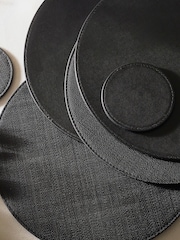 Set of 4 Black Reversible Faux Leather Placemats and Coasters Set - Image 2 of 3