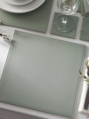 Set of 4 Sage Green Reversible Faux Leather Placemats and Coasters Set - Image 1 of 5