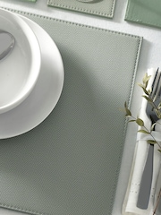 Set of 4 Sage Green Reversible Faux Leather Placemats and Coasters Set - Image 2 of 5