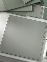 Set of 4 Sage Green Reversible Faux Leather Placemats and Coasters Set - Image 3 of 5