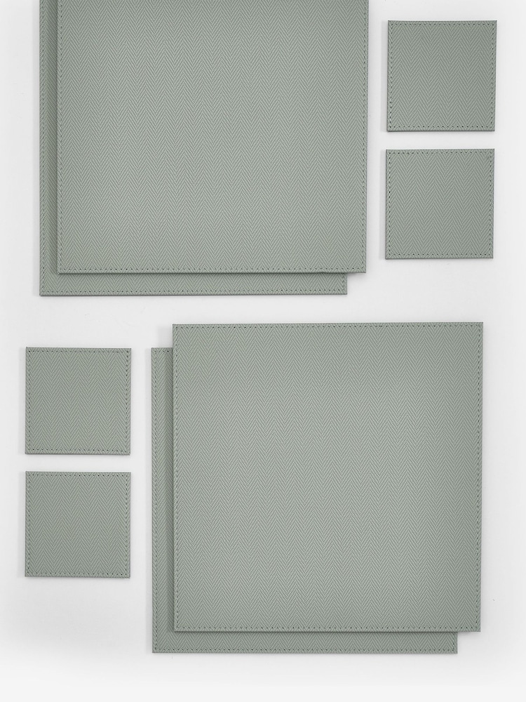 Set van 4 omkeerbare placemats en onderzetters van imitatieleer - Image 4 of 5