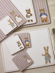 Set of 4 Natural Bertie Bear and Rosie Rabbit Corkback Placemats and Coasters - Image 2 of 3