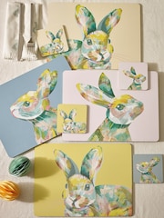 Set of 4 Yellow Bunny Rabbit Corkback Placemats And Coasters - Image 1 of 4