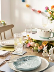 Set of 4 Yellow Bunny Rabbit Corkback Placemats And Coasters - Image 3 of 4