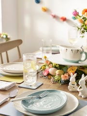 Set of 4 Teal Blue Bunny Rabbit Cotton Pom Napkins - Image 2 of 4