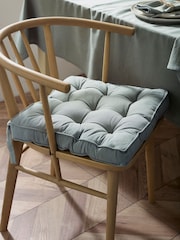 Sage Green Linen Look Padded 100% Cotton Dining - Image 1 of 4