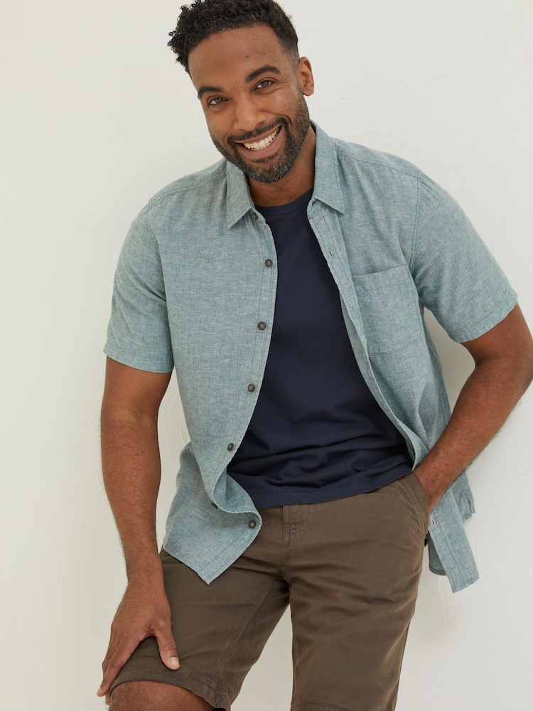 FatFace Green Bugle Linen Cotton Shirt - Image 1 of 2 FatFace Green Bugle Linen Cotton Shirt - Image 1 of 2