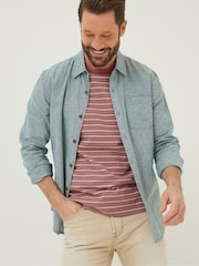 FatFace Green Long Sleeve Bugle Linen Cotton Shirt - Image 1 of 6